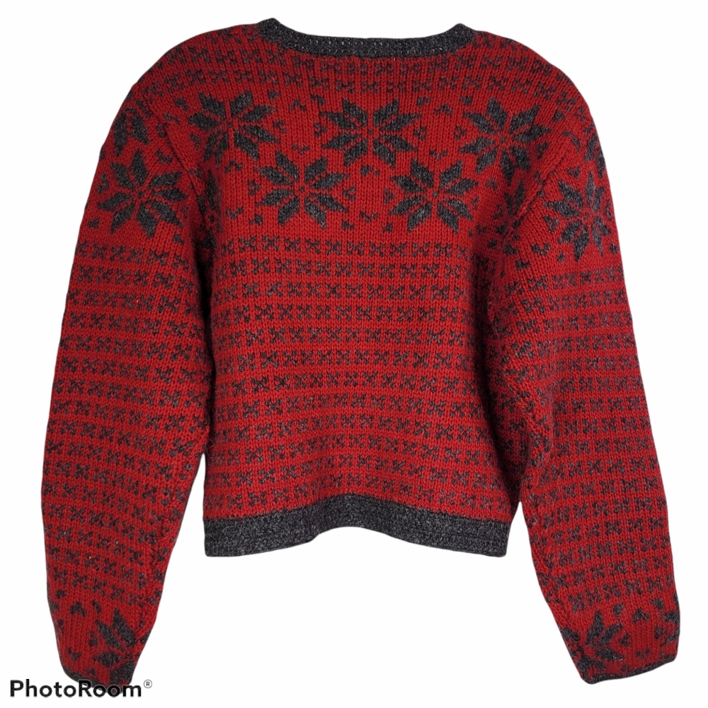 American Eagle AE Vintage Christmas Shetland Wool Cardigan Sweater Nordic - Picture 3 of 7